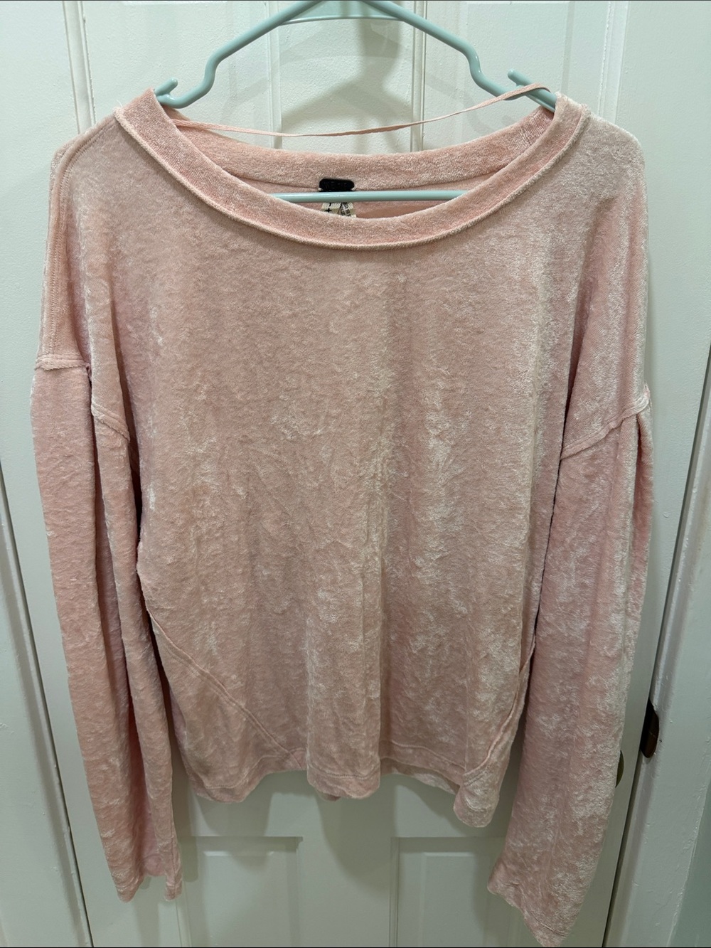 We The Free Blush Pink Velvet-Texture Pullover